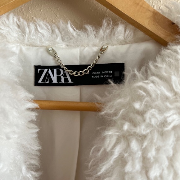Zara white fur jacket lined M - Picture 2 of 9